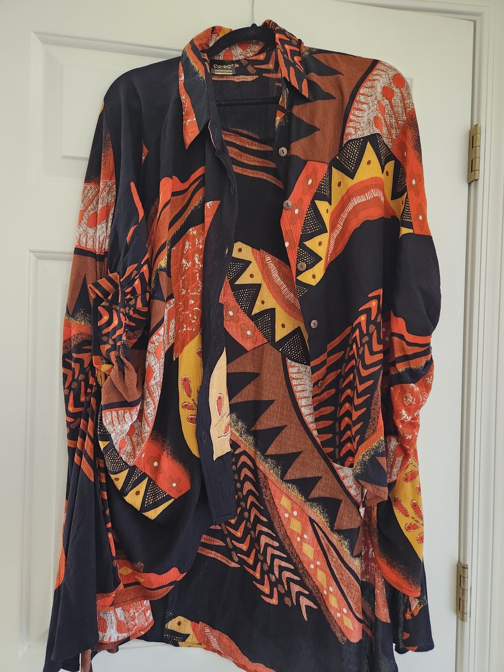 COOGI Black, Orange & Yellow Abstract Print Button-Down Shirt